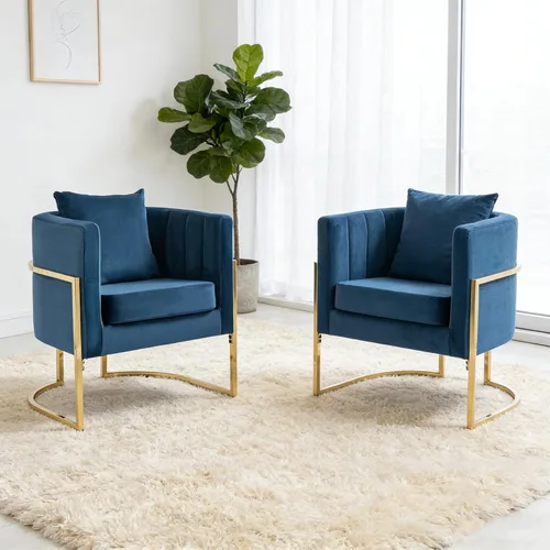 Miniatura 17 de Moderno sillón de terciopelo con almohada lumbar, silla tapizada de mediados de siglo para sala de estar, dormitorio, sofá individual, silla