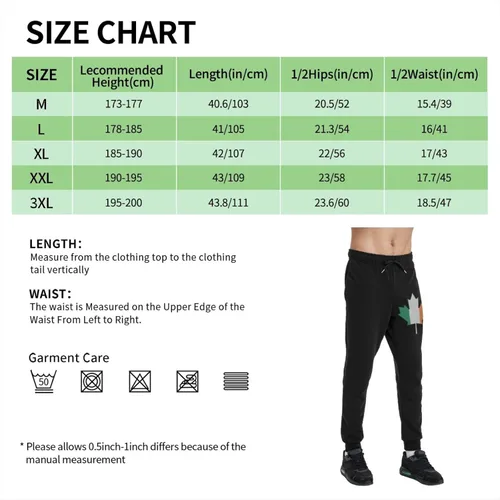 Miniatura 2 de Irish Flag Canada Maple Leaf Men's Casual Yoga Sweatpants Workout Athletic Elastic Waist Pants Outdoor Jogger Pants Black