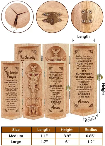 Miniatura 2 de Jesuspirit - Decoración cristiana, estatua de madera católica, decoración del hogar - Escultura cilíndrica de madera que se puede abrir de Jesús