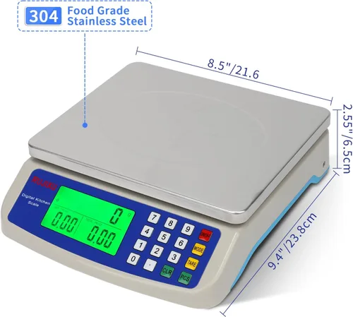 Miniatura 2 de Gran báscula digital de cocina 30KG báscula comercial de alimentos 66LB para hornear pan carne acero inoxidable báscula de cálculo de precios GRIS