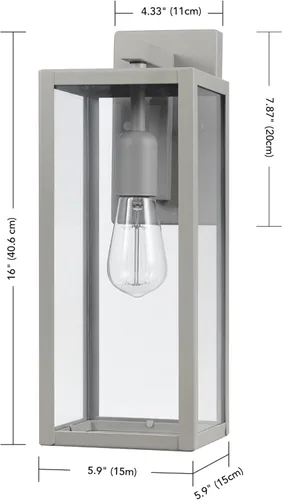 Miniatura 9 de GLOBE Electric 44838 Bowery - Aplique de pared para interiores y exteriores, 1 luz, gris mate, pantalla de vidrio transparente