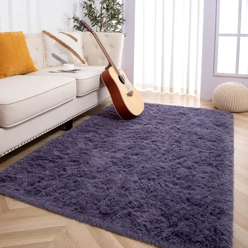 Miniatura 30 de Foxmas - Alfombra para centro de habitación, esponjosa y ultrasuave, para dormitorio, habitación de los niños, habitación del bebé, afelpada, Azul