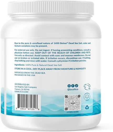 Miniatura 4 de LA SALT CO 1400 por debajo de 5 libras en tarro de sal del mar muerto, grano fino – baño de pies y spa, exfoliante corporal, 100% puro y rico