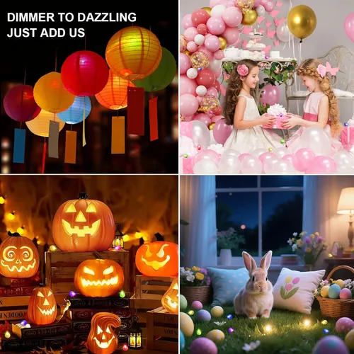 Miniatura 6 de Aogist - 50 piezas de luces de globo con gancho, tiempo de espera prolongado, mini luz impermeable para fiesta de cumpleaños, boda, Navidad