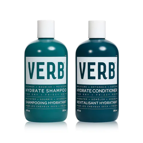 VERB Champú hidratante + acondicionador Duo - Limpia + nutre el cabello seco + encrespado para suavizar + reducir el encrespamiento - Ámbar + aroma