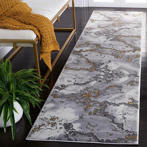 Miniatura 12 de SAFAVIEH Craft Collection - Alfombra de área de 9 x 12 pies, gris y dorado, diseño abstracto moderno, no desprende pelusa y de fácil cuidado, ideal