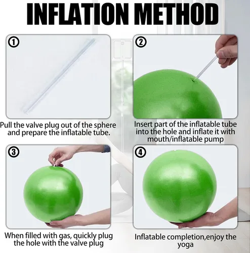 Miniatura 2 de Pelota de ejercicio pequeña antiestallido, antideslizante, estabilidad de 9 pulgadas con popote inflable, mini pelotas de pilates, ideal para yoga