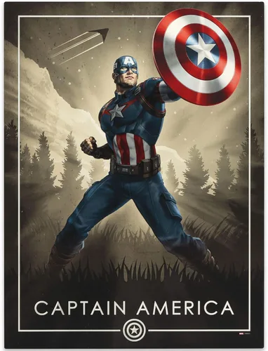 Miniatura 8 de Open Road Brands Letrero de metal con texto en inglés «Marvel Capitán América», arte de pared para cueva o sala de cine