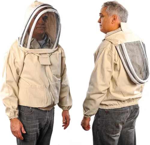 Miniatura 2 de Apicultura forestal Chaqueta de apicultura premium Capucha de esgrima Cremalleras YKK de latón Algodón de lona natural, Canela