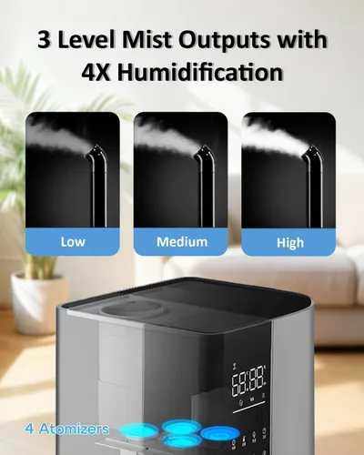 Miniatura 5 de Humidificador Lacidoll para Habitación Grande, Humidificadores de 26L/6.8Gal para Toda la Casa para Dormitorio Hogar 3000 pies cuadrados, 1800ml/H