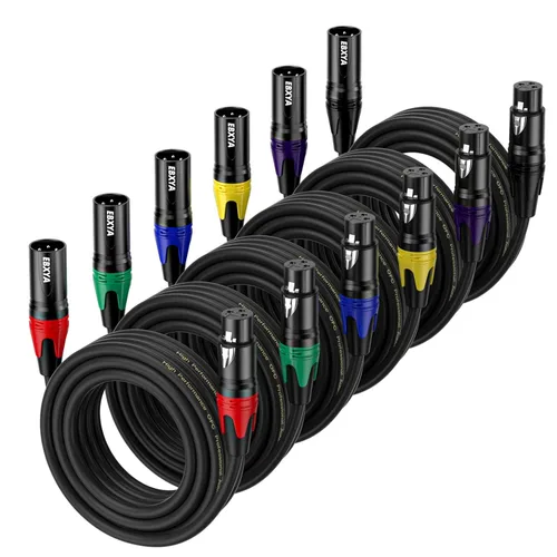 Miniatura 8 de EBXYA Cables XLR, paquete de 6 cables de micrófono XLR macho a hembra, cable de altavoz XLR equilibrado de 3 pines, cable de micrófono multicolor