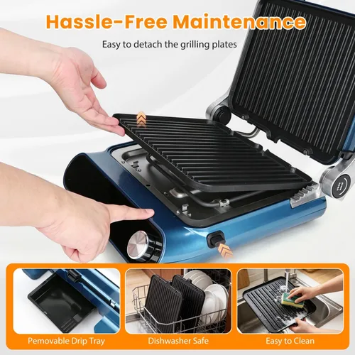Miniatura 6 de Taylor Swoden Sandwichera Panini Press 10 en 1, parrilla eléctrica de interior de 1600 W con placas antiadherentes de doble cara, pantalla táctil