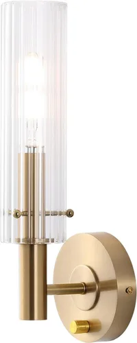 BYOLIIMA Apliques de pared modernos con regulador de intensidad de encendido/apagado de latón cepillado dorado para baño, lámparas de tocador de