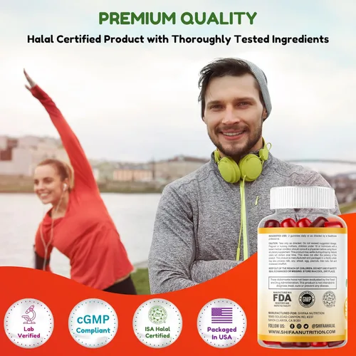 Miniatura 5 de Gomitas multivitamínicas halal y vegetarianas para adultos, 45 porciones. Con 12 vitaminas y minerales esenciales. Sin gelatina y gluten. Vitaminas