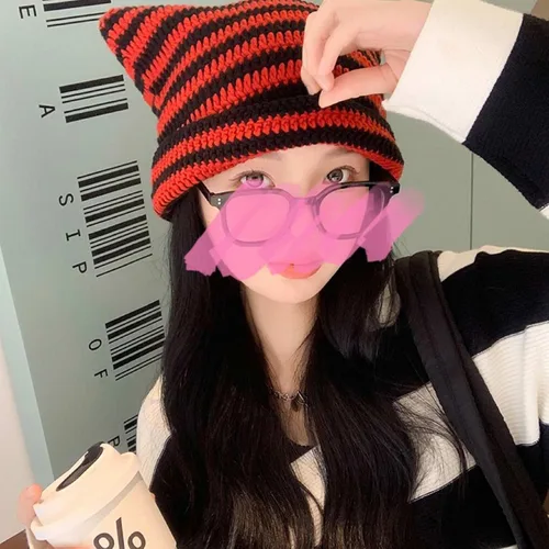 Miniatura 2 de CATMICOO Y2k Beanie Knit Cat Ear Beanies - Gorros de ganchillo para mujer