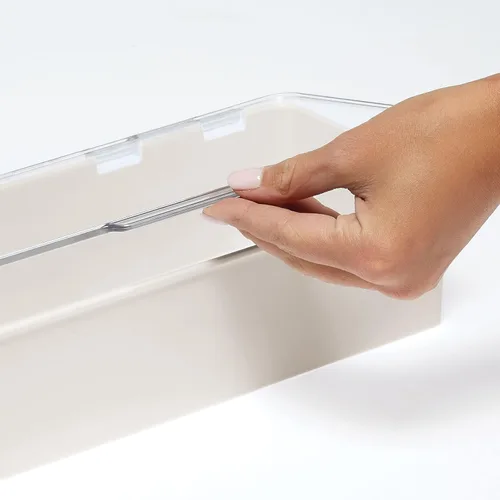 Miniatura 2 de mDesign - Caja organizadora apilable de plástico para encimera de baño, 2