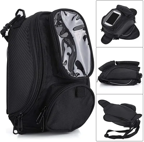 Miniatura 8 de Aramox Bolsa de motocicleta, negro universal motocicleta motocicleta montar fuerte aceite magnético combustible bolsa superior transparente, Popular