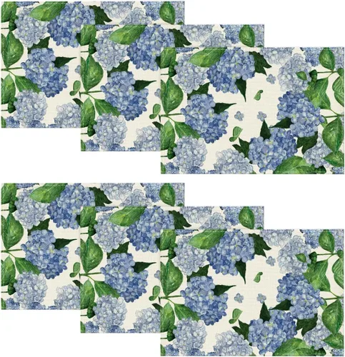Miniatura 8 de Artoid Mode Juego de 4 manteles individuales redondos de verano de hortensias de acuarela, manteles individuales redondos de verano de 14 pulgadas