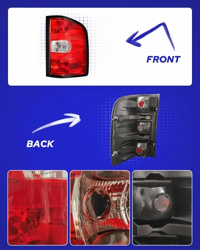 Miniatura 6 de AUTOONE - Para Chevy Silverado 2007-2013 ensamblaje de luces traseras OEM de fábrica compatibles con Chevy Silverado 1500/2500HD 3500HD, GMC Negro