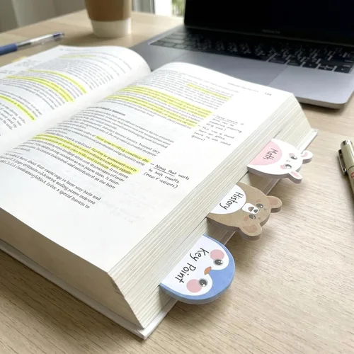 Miniatura 6 de Lindas notas adhesivas paquete de 6 – 270 hojas de notas autoadhesivas, notas adhesivas de dibujos animados Kawaii para planificador, suministros