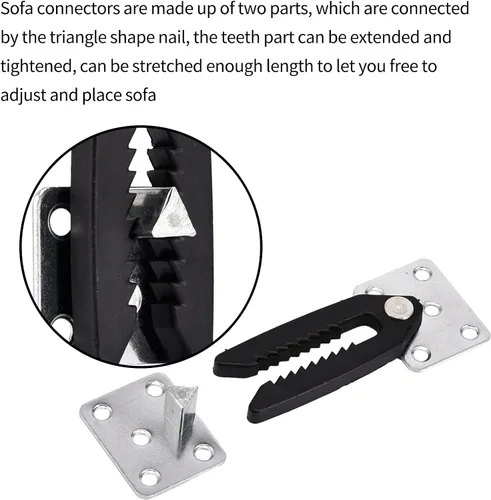 Miniatura 5 de Conector de sofá seccional, 2 conectores de sofá seccional estilo cocodrilo de metal