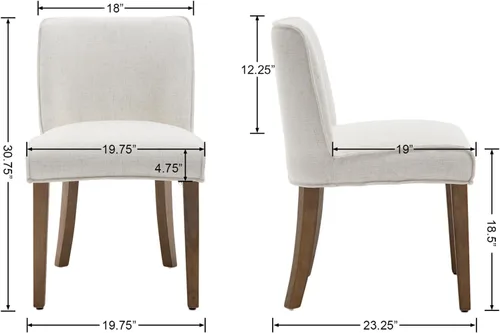 Miniatura 3 de chairus Juego de 4 sillas de comedor de granja, cómodas sillas de cocina tapizadas de tela de lino, sillas de comedor de madera marrón nogal