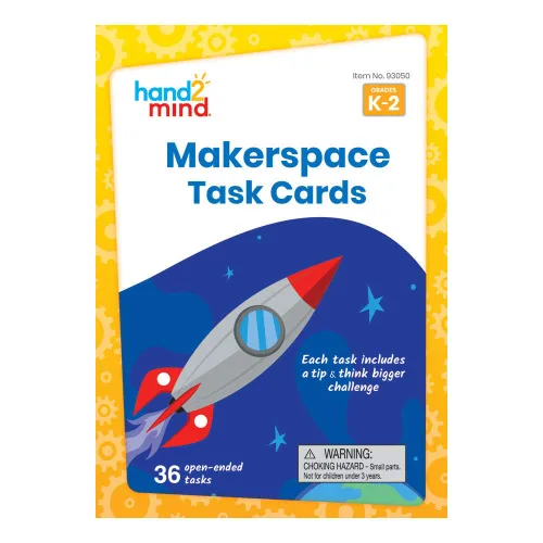 Miniatura 2 de hand2mind Makerspace - Tarjetas de tareas, tarjetas de aprendizaje STEM para niños de grado K-2, 36 actividades STEM, proyectos de construcción