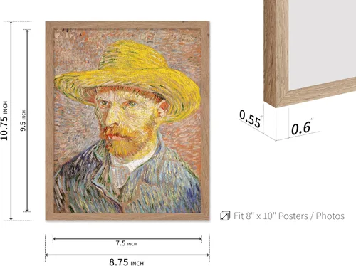 Miniatura 3 de Poster Master Póster clásico de Van Gogh, impresión impresionista vintage, regalo para artista, pintor, autorretrato, sombrero de paja, dibujo