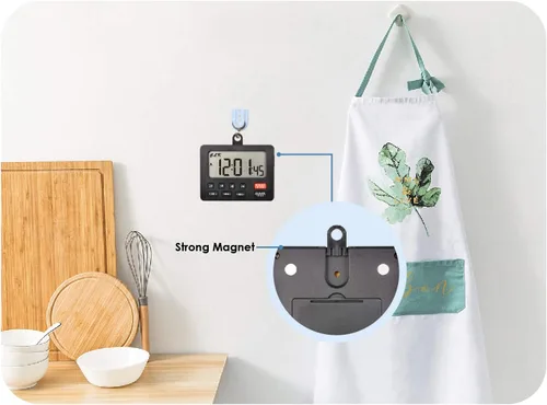 Miniatura 5 de Jayron Temporizador digital de escritorio de cuenta regresiva para cocina, cronómetro, conteo, agujero magnético para colgar, alarma fuerte