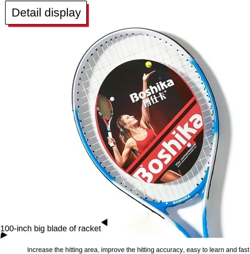 Miniatura 4 de Raquetas de tenis para adultos, raquetas de tenis de 27 pulgadas, juego de raquetas de tenis para 1 jugador con pelota, agarres, base de tenis