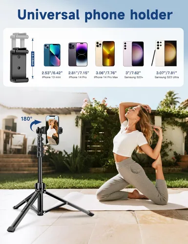 Miniatura 7 de Soporte de trípode para teléfono, trípode de teléfono celular de 85 pulgadas de alto para iPhone con control remoto de cuello de cisne, soporte