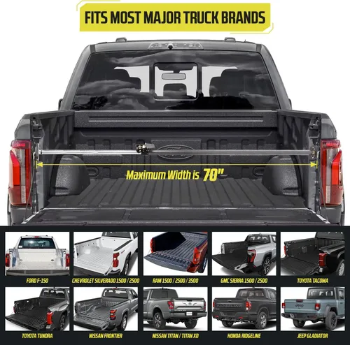 Miniatura 2 de DC Cargo Mall Barra de Carga Ajustable para Caja de Camioneta – Divisor de Caja de Camión de 40"-70", Estabilizador de Carga Resistente para Tundra