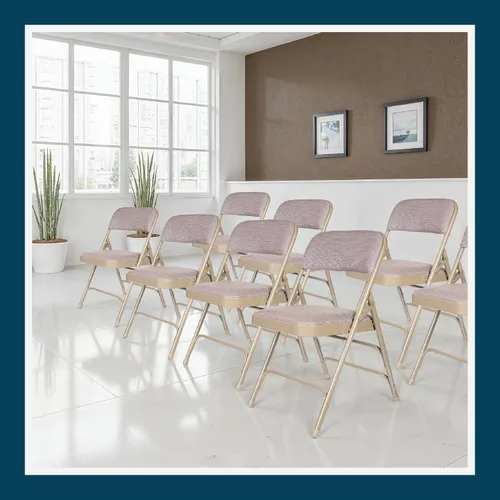 Miniatura 2 de OEF Furnishings Serie OEF2300 - Sillas plegables de doble bisagra con triple apoyo, tapizado de tela de alta calidad y servicio pesado