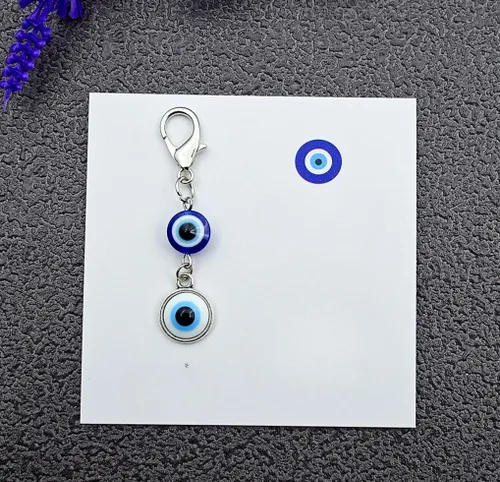 Miniatura 4 de Colgante de bolsa de llavero, tarjeta de la buena suerte, colgante azul del mal de ojo llavero bolso Azul-Blanco