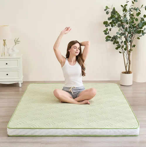 Miniatura 10 de Zelladorra Colchón japonés para suelo, colchón de futón acolchado con parte inferior antideslizante, cama de piso plegable con bolsa