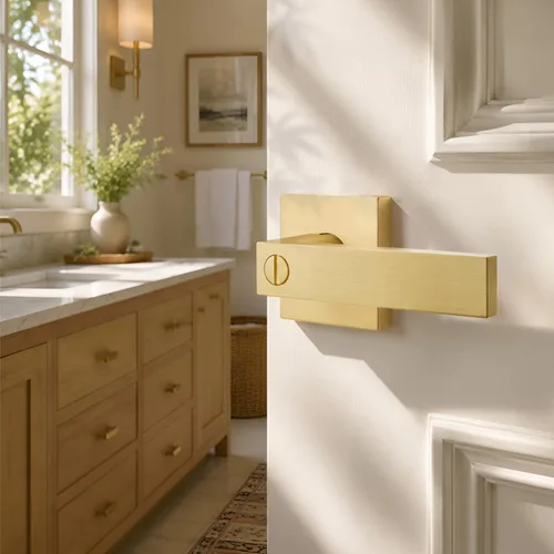 Miniatura 2 de EHOMEWARE Paquete de 1 palancas de puerta, pomos de puerta interiores en acabado de latón satinado, manijas de puerta de privacidad para dormitorio