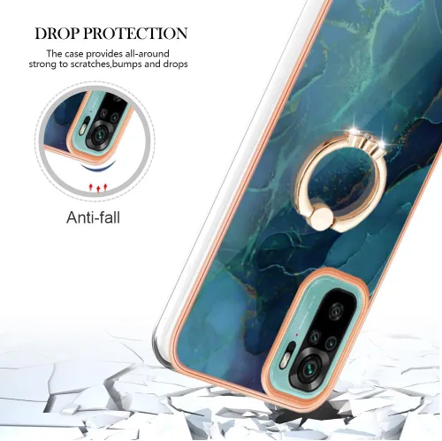 Miniatura 5 de XYX Funda compatible con Xiaomi Redmi Note 10s, TPU mármol a prueba de golpes, delgada, de cuerpo completo, funda protectora para teléfono con Verde