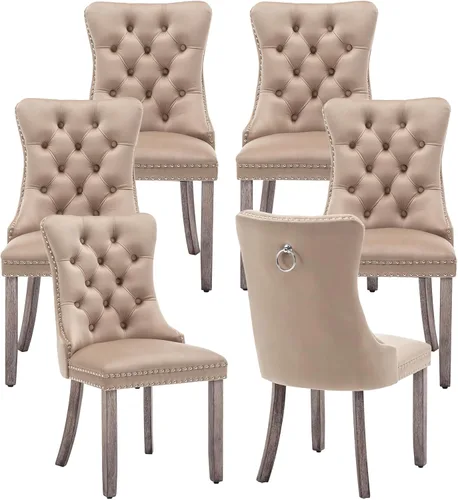 Miniatura 31 de Eifizek Juego de 2 Sillas de Comedor de Terciopelo, Sillas de Comedor Capitoné con Ribete de Tirador de Anillo con Tachuelas, Sillas de Comedor