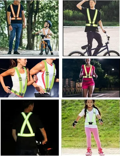 Miniatura 4 de Chaleco reflectante para correr, cinturón reflectante, chaleco de seguridad ajustable, para correr por la noche, montar al aire libre, cinta