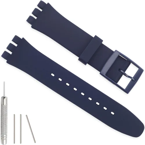 Miniatura 2 de Bandas de silicona para Swatch de 0.67 pulgadas, 0.79 pulgadas, 0.78 pulgadas, correas de reloj de repuesto ajustables impermeables, correas de Azul