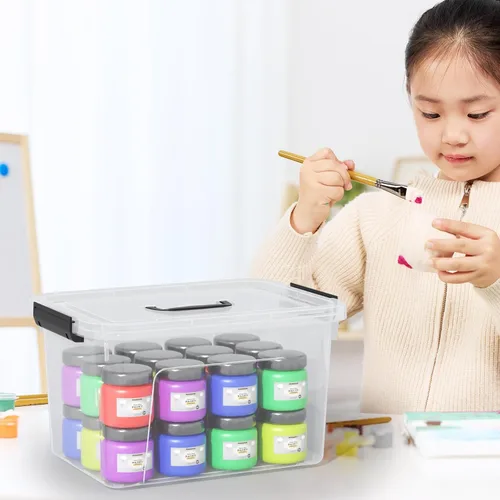 Miniatura 6 de Quickquick - Contenedor de plástico transparente de 12 cuartos de galón con asa, 4 paquetes Contenedores organizadores de plástico con tapas