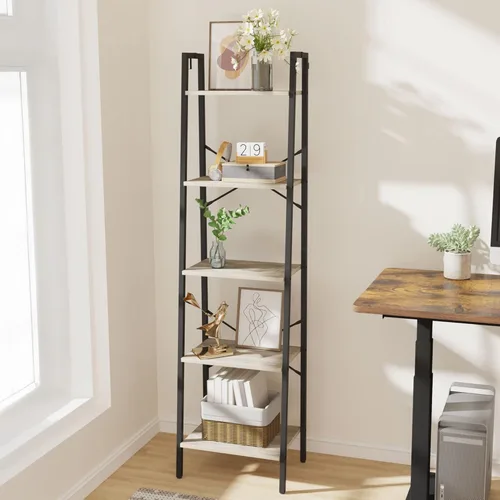 Miniatura 22 de Hzuaneri - Estantería escalera, estantería con soporte para libros, estante de almacenamiento de esquina independiente con 2 ganchos para oficina