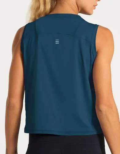 Miniatura 4 de Dragon Fit Tops de Entrenamiento sin Mangas de Seda de Hielo para Mujeres Camiseta de Yoga Recortada para Correr Gimnasio Verano