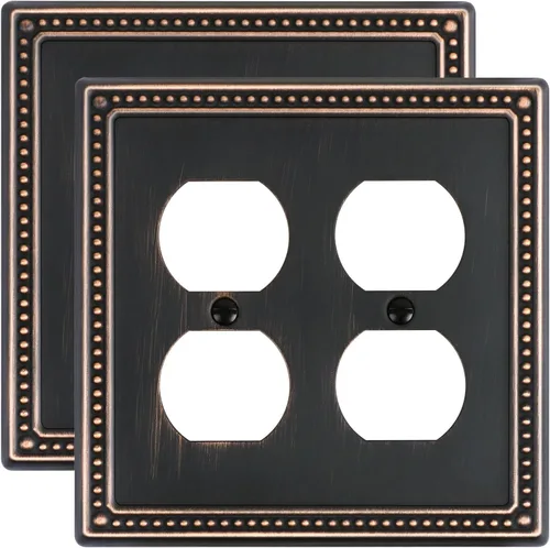 Miniatura 29 de Paquete de 4 placas de cubierta para interruptor de luz de palanca individual, cubiertas decorativas de perlas, placa de pared de metal almendra