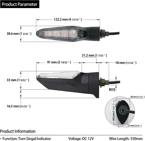 Miniatura 4 de Universal DC 12V E-Mark certificado impermeable duradero resistente a los rayos UV LED señales de giro 4 piezas lente transparente para motocicleta