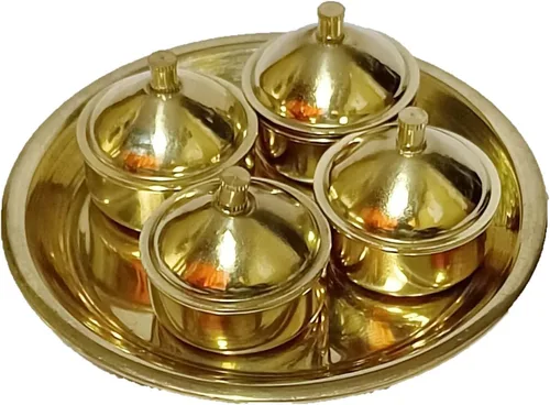 PARIJAT HANDICRAFT Caja de latón Kumkum, Chandan, soporte para chawal/Kumkum para regalo, Pooja, Thali, Mandir, hogar, templo, regalo (caja real
