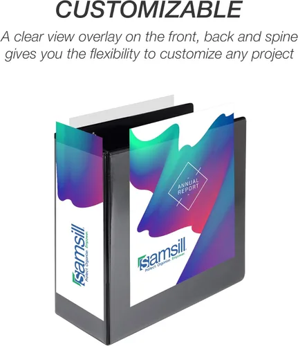 Miniatura 230 de Samsill - Carpeta duradera de 5 pulgadas, fabricada en los Estados Unidos, con anillos en D, transparente y personalizable, color blanco