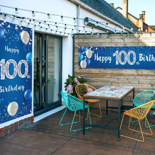 Miniatura 4 de Juego de carteles de feliz cumpleaños número 100 para puerta, porche, decoración de cumpleaños de 100 años, suministros de fiesta para hombres