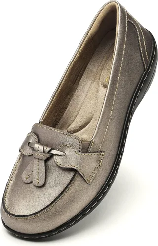 Artisure Mocasines de cuero clásicos y cómodos para mujer, estilo casual, con borlas, bonitos zapatos de vestir para el trabajo, oficina, zapatos