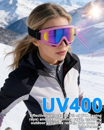 Miniatura 2 de 3 pares de gafas de motocicleta con protección UV, gafas de esquí con 3 piezas de cubrecuellos, para montar, a prueba de polvo y viento